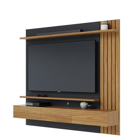 Painel para Tv Home Suspenso Juriti 1.8 com Aparador Riviera Noce Milano Preto Acetinado - Colibri