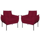 Ver imagem 1 de Kit 02 Poltronas Base Metal Preto Sala Quarto Balaqui Decor Cor:marsala