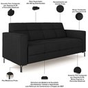 Ver imagem 4 de Sofá 2 Lugares Sala Living Industrial 160cm Senna K01 Veludo Preto - Lyam Decor