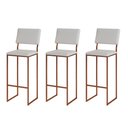 Ver imagem 1 de Kit 3 Banquetas com Encosto Industrial e Moderna Nina Cobre e Corino Branco