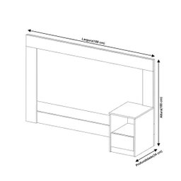 Cabeceira Casal London com Mesa de Cabeceira e Corrediças Metálicas - Demóbile Nogal / Vanilla Touch - 3