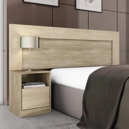 Cabeceira Casal London com Mesa de Cabeceira e Corrediças Metálicas - Demóbile Nogal / Vanilla Touch - 1