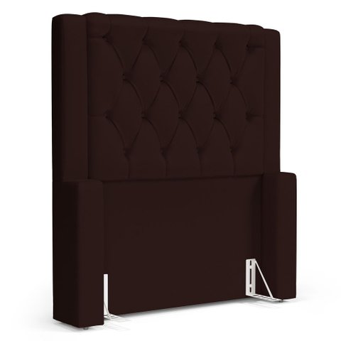 Cabeceira Atena para Cama Box Solteiro 90cm Capitonê com Frame Sintético Marrom - Abmaza