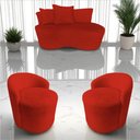 Ver imagem 1 de Kit Namoradeira + 2 Poltronas Yara Orgânica Couro Vermelho