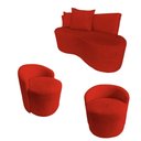 Ver imagem 2 de Kit Namoradeira + 2 Poltronas Yara Orgânica Couro Vermelho