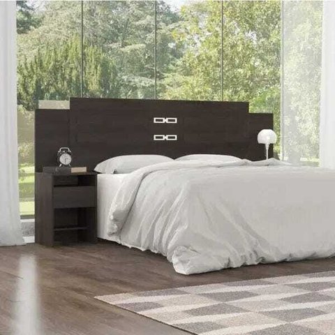 CABECEIRA TRIUNFO CASAL EBANO TOUCH COM 2 MESAS DE APOIO ACOPLADAS - DEMÓBILE