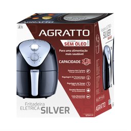 Fritadeira sem Óleo 1270W Fryer Silver Preta Agratto AFV 127v - 4 Fritadeira sem Óleo 1270W Fryer Silver Preta Agratto AFV 127v - 4