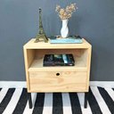 Ver imagem 1 de Mesa Lateral Prateleira e Gaveta com pé Style de Ferro e Madeira Industrial Natural e Preto