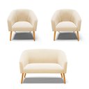 Ver imagem 1 de Kit 01 Namoradeira 02 Lugares e 02 Poltronas Suede Bege