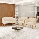 Ver mais imagens de Kit 01 Namoradeira 02 Lugares e 02 Poltronas Suede Bege