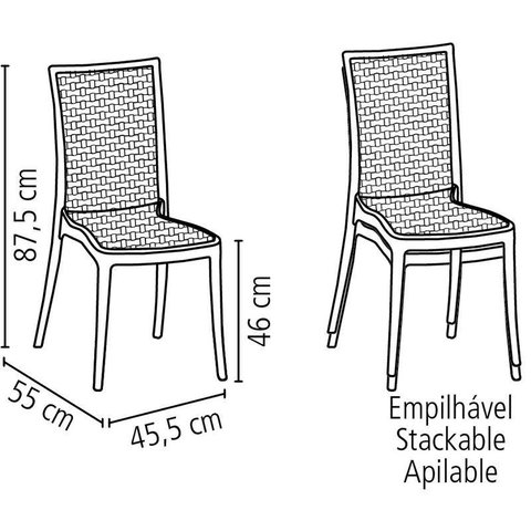 Cadeira Plastica Monobloco Laura Marrom