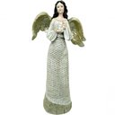 Ver imagem 1 de Estatueta Anjo Pombinha Branca Natal Enfeite em Resina 38cm