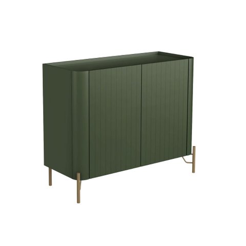 Balcão Buffet 98,5cm P/ Sala Porta Brise 100% Mdf Pés Metal