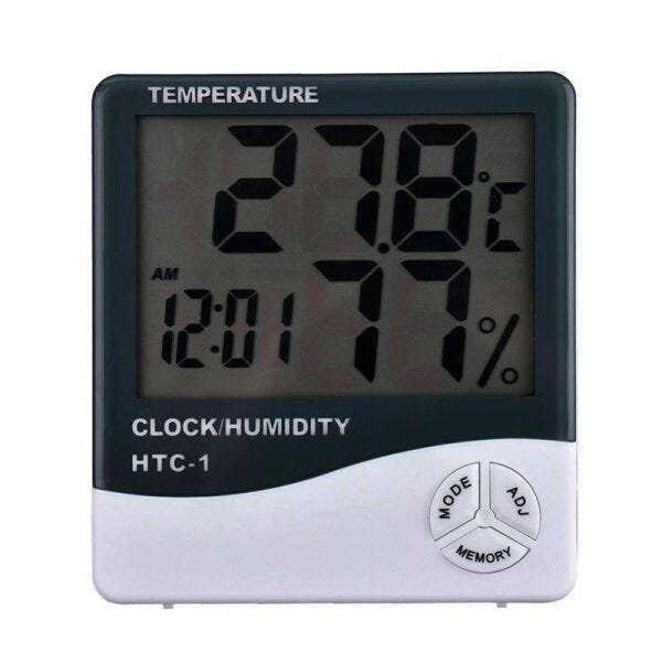 Termômetro Higrômetro Medidor de Temperatura Umidade Interno e Externo HTC-1 - 2