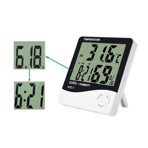 Termômetro Higrômetro Medidor de Temperatura Umidade Interno e Externo HTC-1 - 3