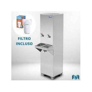 Bebedouro Industrial Coluna 25 L 1 Torneira 1 Jato Aço Inox 127V