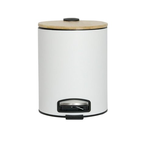 Lixeira Pedal Bambu Branco Mimo Alx23280
