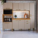 Ver imagem 1 de Cozinha Modulada Compacta Fidelitá Mariana 4 Peças 220cm 12 Portas 1 Gavetas com Tampo Freijó/