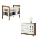 Ver imagem 1 de Berço Americano Lila e Cômoda Infantil Selena Branco Acetinado Amadeirado - Carolina