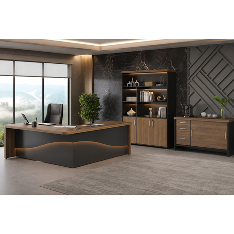 Conjunto Escritório Artany: Mesa, Balcão e Estante