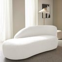 Ver imagem 2 de Divã Recamier Curvo Luna 140cm Lado Esquerdo Bouclé Branco - Amarena Móveis