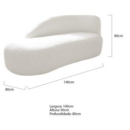 Divã Recamier Curvo Luna 140cm Lado Esquerdo Bouclé Branco - Amarena Móveis - 3