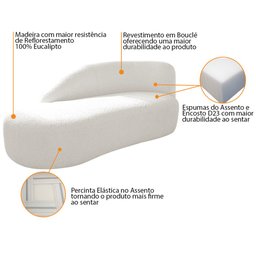 Divã Recamier Curvo Luna 140cm Lado Esquerdo Bouclé Branco - Amarena Móveis - 4