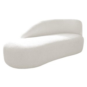 Divã Recamier Curvo Luna 140cm Lado Esquerdo Bouclé Branco - Amarena Móveis