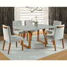 Mesa de Jantar com 4 Cadeiras Zafira Castanho Off White 120x90 Fmo - 4