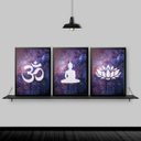 Ver imagem 2 de Kit 3 Quadros Decorativos Zen Buda Universo 45x34cm:Madeira branca