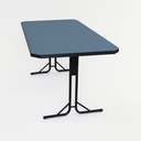 Ver imagem 1 de Mesa Escrivaninha Office ou Lanchonete Tampo Grosso Industrial 1,36m Azul