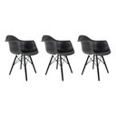 Ver imagem 5 de Conjunto 3 Cadeiras Eames com Braço Preta - Pés em Polipropileno