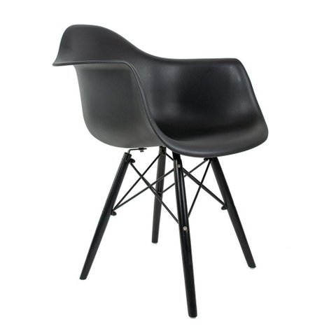 Conjunto 3 Cadeiras Eames com Braço Preta - Pés em Polipropileno