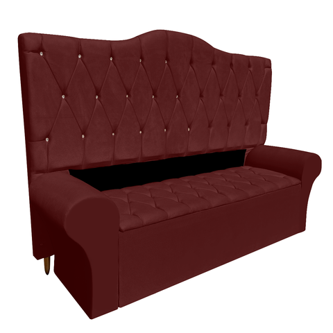 Conjunto Cabeceira King Casal e Recamier Baú 195cm Calçadeira Estofado:suede Marsala