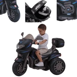 Moto Eletrica Biemme Sprint Turbo 12v com Capacete Preta Boy - 3