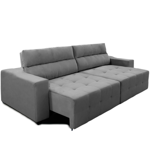 Sofá Top Lubeck 3 Lugares 3 metros Retrátil e Reclinável Suede Cinza – Sofá na Web