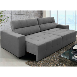 Sofá Top Lubeck 3 Lugares 3 metros Retrátil e Reclinável Suede Cinza – Sofá na Web - 2