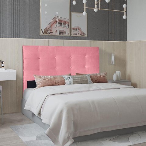 Cabeceira Solteiro 0,90m Berlim Suede Rosa