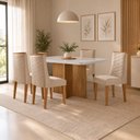 Ver imagem 1 de Conjunto Sala de Jantar Mesa Moscou Tp Canto Copo com 4 Cadeiras Estela
