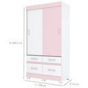 Ver imagem 5 de Guarda-roupa Solteiro 2 Portas de Correr 4 Gavetas Flex Color Briz