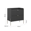 Ver imagem 6 de Mesinha Lateral para Cama Moriah 60cm Largura Grafite Preto Pés e Puxadores de Ferro Champanhe