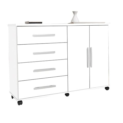Cômoda Sapateira Master 4 Gavetas 2 Portas Branco para Quarto