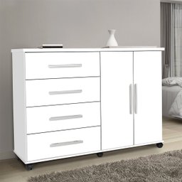 Cômoda Sapateira Master 4 Gavetas 2 Portas Branco para Quarto - 2