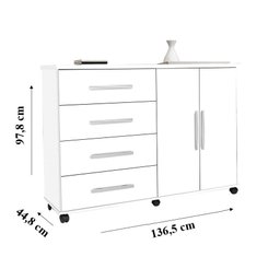 Cômoda Sapateira Master 4 Gavetas 2 Portas Branco para Quarto - 3