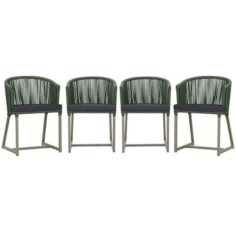 4 Cadeiras de Jantar Área Noronha em Alumínio com Pintura Fendi Corda Náutica E11 Trama Original