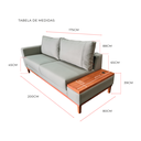Ver imagem 6 de Sofá Argélia | com Tampo e USB & Base de Madeira | 200cm | Oliva 125