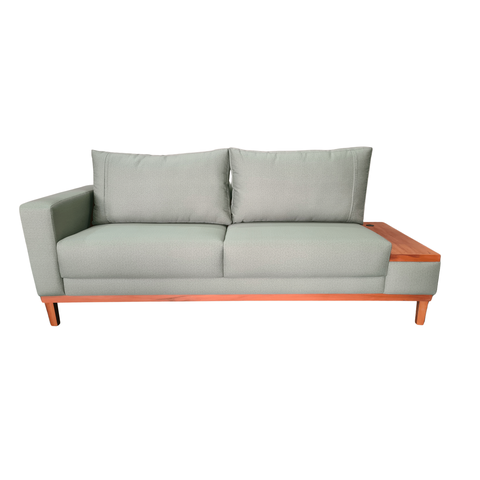 Sofá Argélia | com Tampo e USB & Base de Madeira | 200cm | Oliva 125