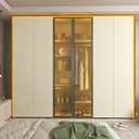Ver imagem 7 de Guarda-Roupa Casal 6 Portas 2 Portas Reflecta com LED com Pés 100% MDF Lumina Marrom/Marrome/Off White