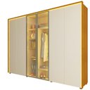 Ver mais imagens de Guarda-Roupa Casal 6 Portas 2 Portas Reflecta com LED com Pés 100% MDF Lumina Marrom/Marrome/Off White