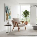 Ver imagem 2 de Poltrona Mona Linho Pés de Madeira Sala Escritorio Decoração:branco
